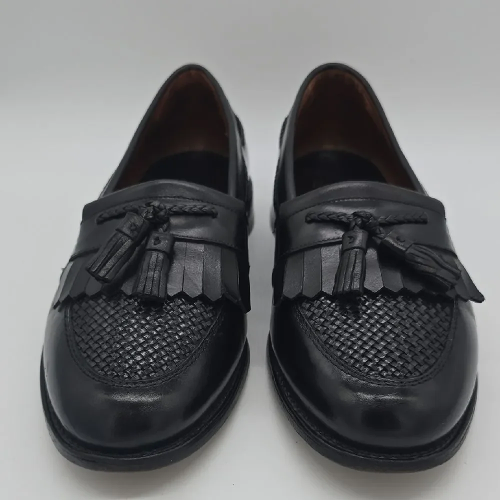 Allen Edmonds Black Woven Tassel Kiltie Loafers